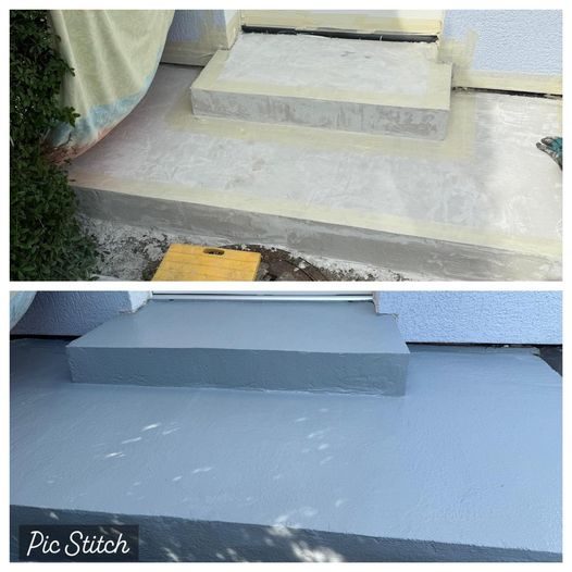 Vorher/Nachher Bild einer Treppe beschichtet mit WeTraffic 496